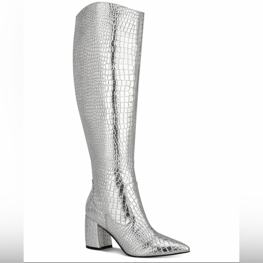 Nordstrom - Silver Croc High Boots